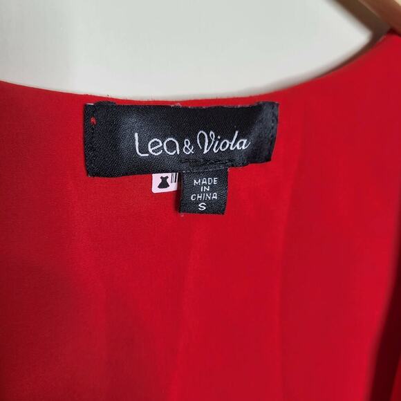 Lea & Viola Polka-Dot Wrap Blouse - Polka Dot - Red Multi - Picture 11 of 12